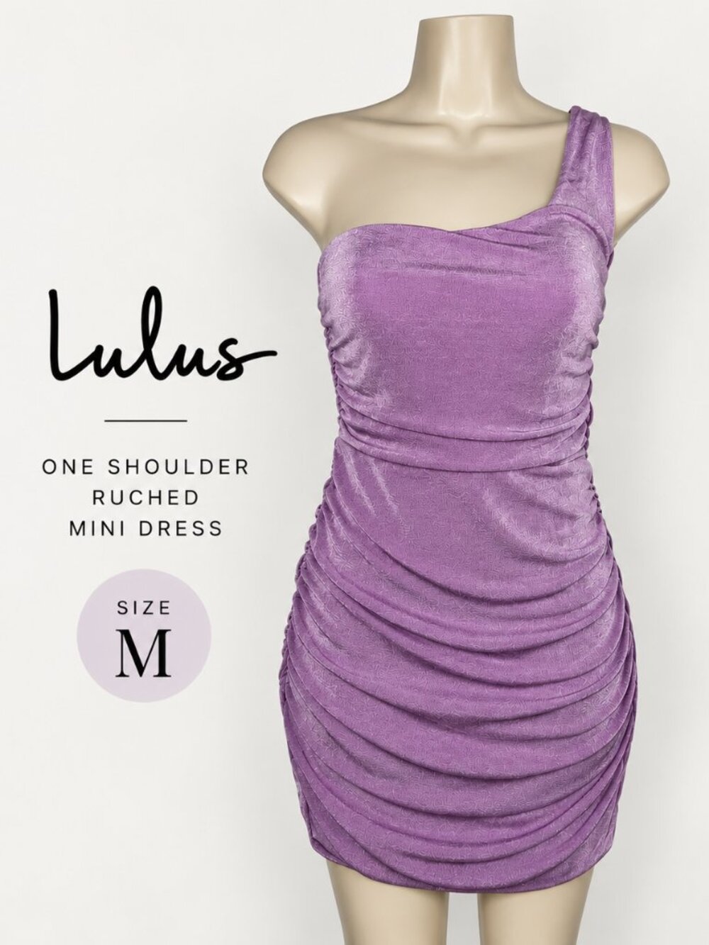 Lulus Lavender One Shoulder Ruched Bodycon Mini Dress Medium